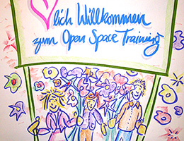 Führung und Zusammenarbeit in einem Open Space Training