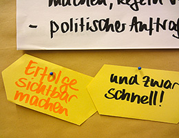 Moderationskarte in einem Workshop mit Jutta Weimar